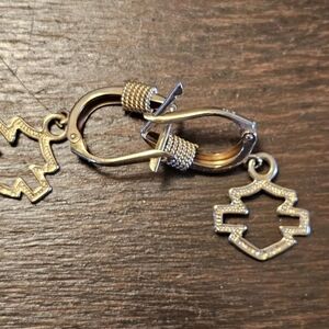 Harley-Davidson Gold Tone Logo Dangle Hoop Earrings